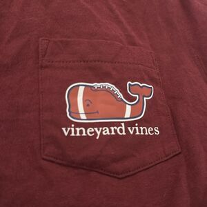 Vineyard Vines | Mens Long-Sleeve Football Whale Pocket Tee in Crimson | XS